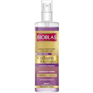 BIOBLAS Collageen + keratine vloeibare conditioner-spray, maakt het haar soepel, effectief tegen haaruitval, 200 ml