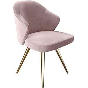 GEIRONV Modern modern design eetkamerstoel, for kantoor eetkamer keuken slaapkamer stoelen fluwelen rugleuningen zitting metalen poten keukenstoel Eetstoelen (Color : Pink, Size : 52x52x82cm)