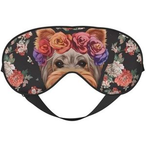 CRJSYCBYB Yorkie Bloemen Gedrukt Zacht Oogmasker Slapen Oogmasker Reizen Oogmasker