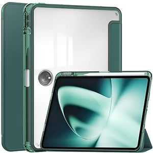 GMUJIAO Case Compatibel met OnePlus Pad 11.6 inch,Doorzichtig Schaal Achterkant Beschermhoes,PU Lederen Transparante Achterkant[Anti-Drop]-Groente