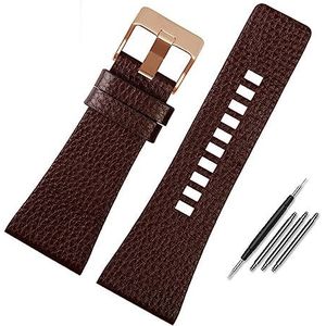 YingYou Echt Lederen Horlogeband Compatibel Met Diesel DZ7396DZ1206 DZ1399 DZ1405 Horlogeband Litchi Grain 22 24 26 27 28 30 32 34mm Band Armband(Color:Brown rose gold,Size:32mm)