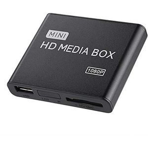 1080P Full HD Mini Box Mediaspeler, 100 Mbps Media Player Box, Ondersteuning USB MMC RMVB MP3 AVI MKV, Super Afstandsbediening Ontvangende Module, Breed Compatibel(Zwart)