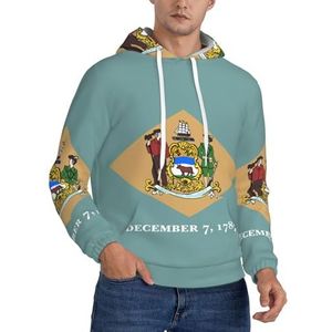 Jkkghll Vlag Van Delaware Print Mannen Hooded Warme Lichtgewicht Trui Voor Winter Herfst En Lente Casual Wear, Zwart, XS