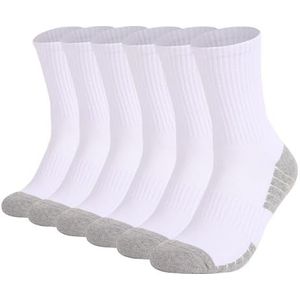 Unisex enkelsokken, vochtafvoerende hardloopsokken for heren en dames, ademend en comfortabel(6 pairs White,XL(47-50))