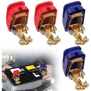 yotutun - Accuklemmen - Rood en Blauw - 12 V - 2 Paar - Voor Auto-accu