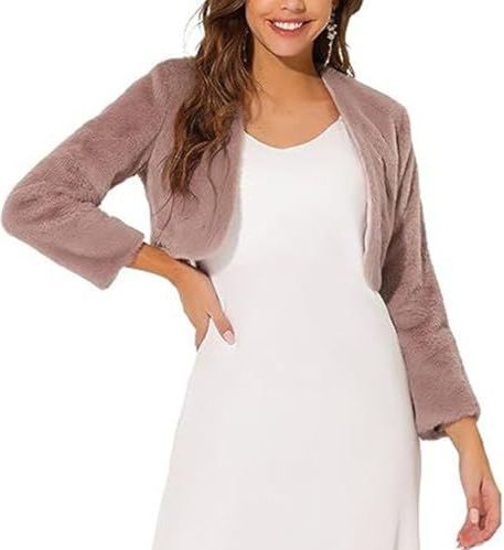 Bolero - Kunstbont - Roze - Lange Mouwen - Cropped Vest