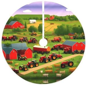 Tractor boerderij print rustieke kerstboom rok, gewatteerde kerstboom rok, perfect voor Kerstmis, Halloween