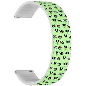 RYANUKA Solo Loop band compatibel met Ticwatch Pro 3 Ultra GPS/Pro 3 GPS/Pro 4G LTE / E2 / S2 (Insect Cute Coleoptera), snelsluiting, 22 mm rekbare siliconen band, accessoire, Siliconen, Geen