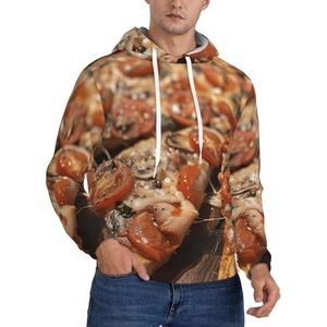 Jkkghll Lekkere Pizza Print Mannen Hooded Warme Lichtgewicht Trui Voor Winter Herfst En Lente Casual Wear, Zwart, XS