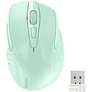 TECKNET Draadloze Muis, 2.4G Optische Muis 4000 DPI met 6 Instelbare Niveaus, Ergonomische Muis voor PC, Desktop/Laptop - Groen