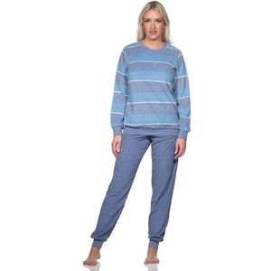 Normann - Damespyjama - Blauw - Badstof - Lange Mouwen