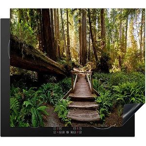 MuchoWow Inductiebeschermer - Inductie mat - Vinyl - Jungle - Natuur - Trap - Bomen - 59x51 cm - Inductie beschermer