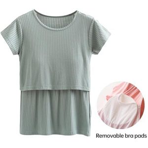 Zwangerschapstanktop Zwangerschapsvoedingstops for dames Sweatshirt met korte mouwen for zwangerschap en postpartumkleding(Color:Green,Size:3XL)