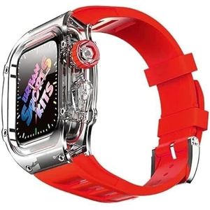 OFWAX Ice Clear Horloge Case Met Fluororubber Horloge Band Modificatie Kit, Voor Apple Watch Series 8 7 45mm, Transparante Cover Horlogeband, Voor Iwatch SE 6 5 4 44mm, For 45mm, agaat