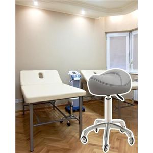 FXLUHAY Zadelstoel Massage Clinic Zadelrollende draaistoel, in hoogte verstelbare ergonomische kantoorkruk, Nail-Tech/haarstylist met soepel glijdende wielen (donkergrijs)