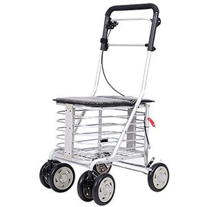 Aluminiumlegering Lichtgewicht Vouwen 6 Wiel Rollator Walker met Staafrem/Opvouwbare Waterdichte Winkelwagen Trolley/Ouderen