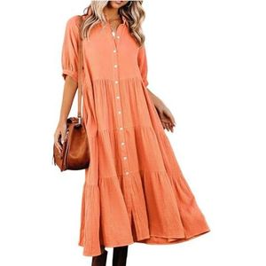 yk8fass Jurk met lange mouwen sl-5990, Oranje, 3XL