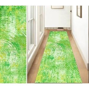 ZUZEKU Loper, lang, voor de gang, antislip, keuken, moderne gang, tapijtmatten, 60 x 550 cm, groen, keukentapijt, slaapkamer, eetkamer, polyester, per meter aanpasbaar