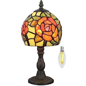 Kinbolas 6"" Glas in lood Lampenkappen Bureaulamp Tiffany-stijl bloem Serie Klein Bedlampje Lezen Antieke Tafellamp Woonkamer Slaapkamer Kantoor Vintage Art Deco