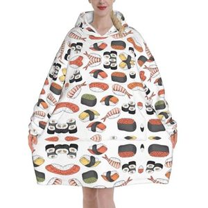 Sushi Sherpa sweatshirt voor dames, deken, verlengen, warm, gezellig, oversized, draagbaar, zakken, hoodie, volwassenen