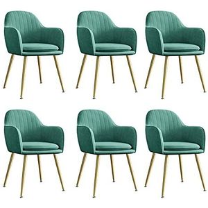 GEIRONV Fluwelen Dining Chair Set van 6, for Woonkamer Slaapkamer Appartement Make-upstoel Met Metalen Benen Lounge Chair 47 × 44 × 83cm Eetstoelen (Color : Green)