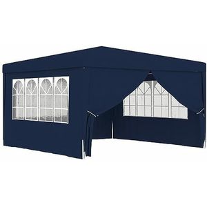Gecheer Professioneel paviljoen met muren, 4 x 4 m, blauw, 90 g/m²