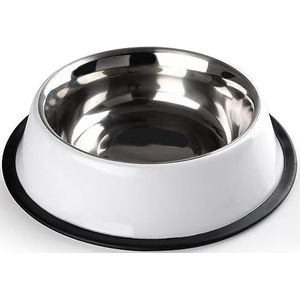STILGUT Voedingsbak voor hond en kat, aluminium voederbak 0,7 l, hondenbak, kattenbak, waterbak - wit/zilver