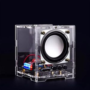 PZMYJB HT6872 Bluetooth-luidspreker, doe-het-zelf, 3 W, mini-audioversterker, muziek, stereo, met acrylschaal, knipperende led, praktische elektronische indoor, outdoor, helder