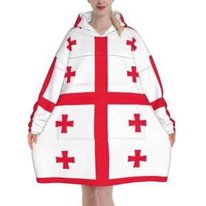Oversized Vlag Van Georgië Hoodies Vrouwen Uk Pluizige Deken Hoodie Sherpa Vrouwen Fleece Draagbare Deken Mannen