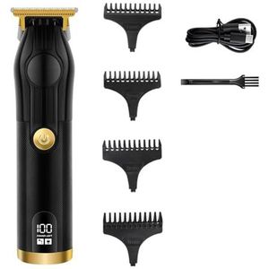 Tondeuse voor mannen, tondeuse professionele kappersmachines elektrische tondeuse precisie stalen mes haarsnijmachine (zwart goud 601)