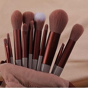 13 STKS Make-up Kwasten Set Oogschaduw Foundation for Vrouwen Cosmetische Borstel Oogschaduw Blush Schoonheid Zachte Make Up Gereedschap Tas Producten (Size : Brown)