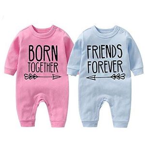 culbutomind Baby tweelingen rompertje jongen meisje beste vrienden voor altijd leuk babygeschenk geboorte grappig babykleding, multicolor, 3-6 Maanden