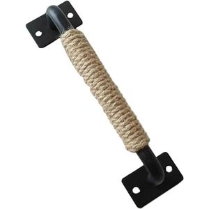 Deurknop Retro hennep touw deurgreep, schuifdeurgrepen zwarte kastdeurgrepen metalen massieve handgreep for poort, kast, slaapkamers(20cm)