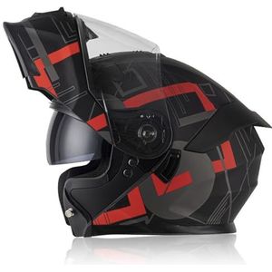 Motorhelm Systeemhelm Modulaire Helm Met Dubbel Vizier DOT/ECE-Gecertificeerde Modulaire Helm Retro Motorhelm Integraalhelm Voor Heren Dames I,L/59-60CM