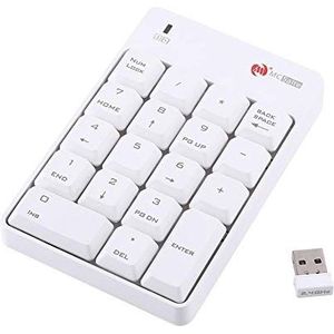 Topiky USB Numeriek Toetsenbord, 2.4GHz Draadloos USB Numeriek Toetsenbord Nummer 18 toetsen voor Laptop PC, Wit (Wit)