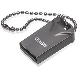 32 GB USB Stick, Mini Pen Drive 32 GB Waterdichte metalen USB Stick met hanger sleutelhanger voor externe gegevensopslag