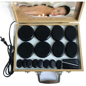 Hot Stone Massage Set 18 Stks Basalt Hot Stones met Verwarming Kit, Hot Stones Massage Warmer Kit, Hot Stones Massage Set Draagbare Hot Stone met Heater