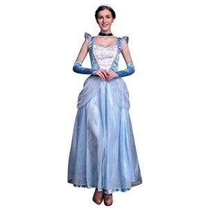 OwlFay Assepoester Elsa-kostuum voor volwassenen, verkleedjurk, prinsessenfeest, Halloween, carnaval, S-2XL, Assepoester, XL