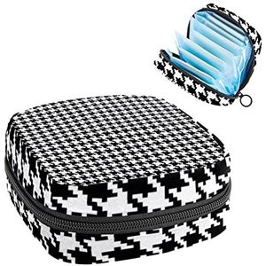 Maandverband Opbergtas,Draagbare maandverband Opbergzak,Klassieke Houndstooth, Meerkleurig, 4.7x6.6x6.6 in/12x17x17 cm