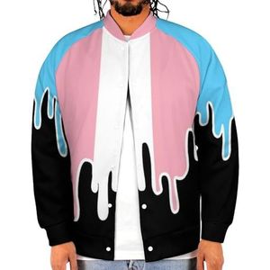 Trans Pride Kleur Smeltende Vlag LGBT Grappige Mannen Baseball Jacket Gedrukt Jas Zachte Sweatshirt Voor Lente Herfst