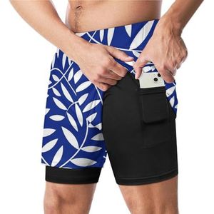Witte Wijnstok Bladeren Grappige Zwembroek met Compressie Liner & Pocket Voor Mannen Board Zwemmen Sport Shorts