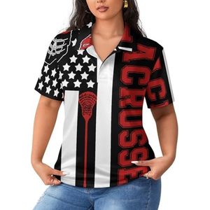 Amerikaanse vlag Lacrosse Gear dames poloshirts met korte mouwen casual T-shirts met kraag golfshirts sport blouses tops M
