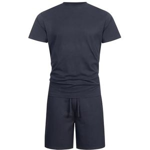 Indicode Heren Comfy Shorts & Shirt Set | Sweatshorts & T-Shirt Bundel van Katoenmix, sky captain, S