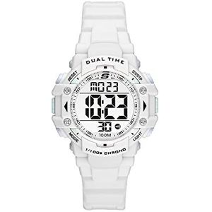Skechers Horloge voor dames, Digitaal uurwerk met siliconen, polyurethaan, lederen of roestvrij stalen band,Wit en zwart,38MM