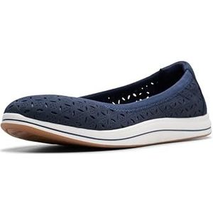 Clarks Women's Breeze Roam Ballet Flat, Navy Textile, 5