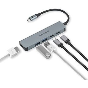 Perfekt USB-C-hub 4K 60Hz, 5-in-1 USB-C multipoortadapter met 100 W Power Delivery, 4K60Hz HDMI, 5 Gbps USB-C voor MacBook, iPad, laptop, mobiel en meer
