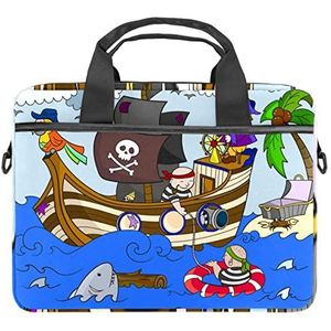 Pirates of The Sea Laptop Schoudertas Crossbody Aktetas Messenger Sleeve voor 13 13.3 14.5 Inch Laptop Tablet Beschermen Tote Bag Case, Meerkleurig, 11x14.5x1.2in /28x36.8x3 cm