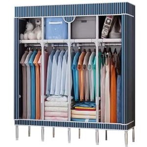 Draagbare kledingkast met patroon Doekafdekkingskasten voor slaapkamer Hangkast Bespaart ruimte Stalen rek Grote kast