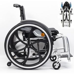 Lichte transportrolstoel voor volwassenen, inklapbare en zelfrijdende sportrolstoel met handrem en kantelbeveiligingssysteem (40 cm)