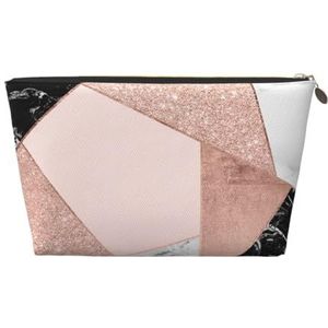 Rose Gold Glitter Zwart Wit Marmer Geometrische, Make-uptas Cosmetische Tas Draagbare Reizen Toilettas Potlood Case Toilettas, zoals afgebeeld, Eén maat